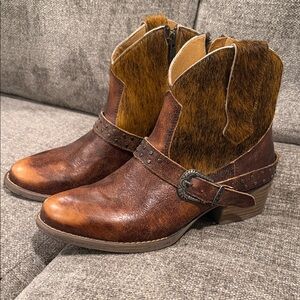 Brown Leather Ankle Cowboy Boots